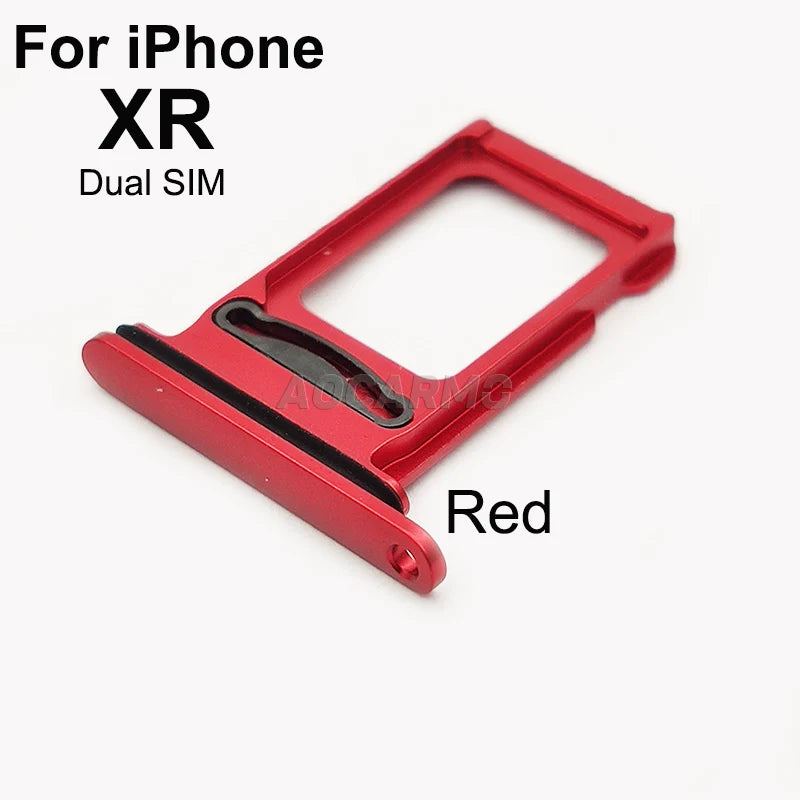 Aocarmo Single Double Sim Card Micro Holder Dual Sim Card Tray Slot For iPhone XR Replacement Part