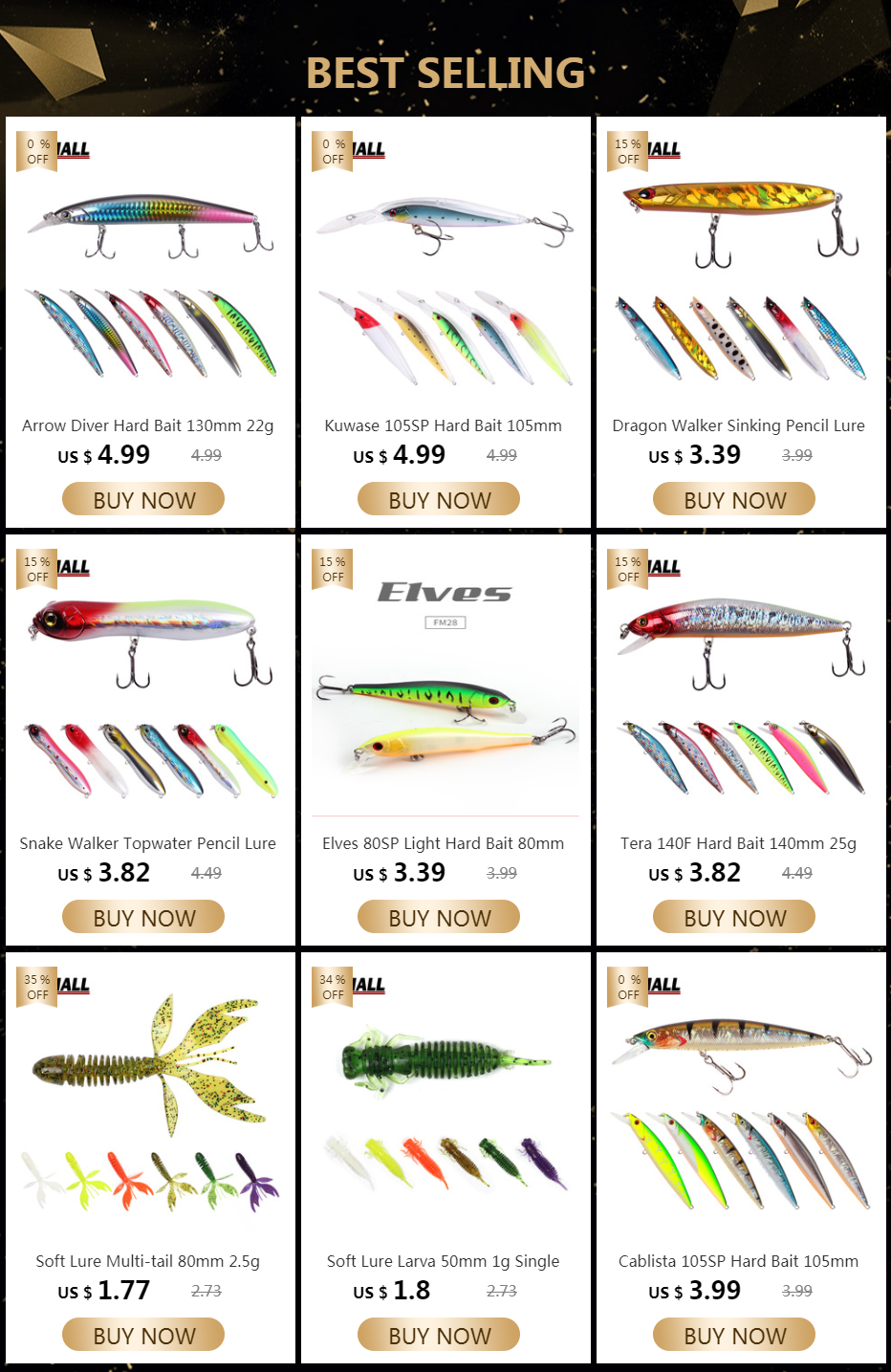 FM33 Deep Tail Dancer Hard Bait 75mm 10g  90mm 14.3g 105mm 23g Deep Diving Minnow Lure Wobbler Bass Pike