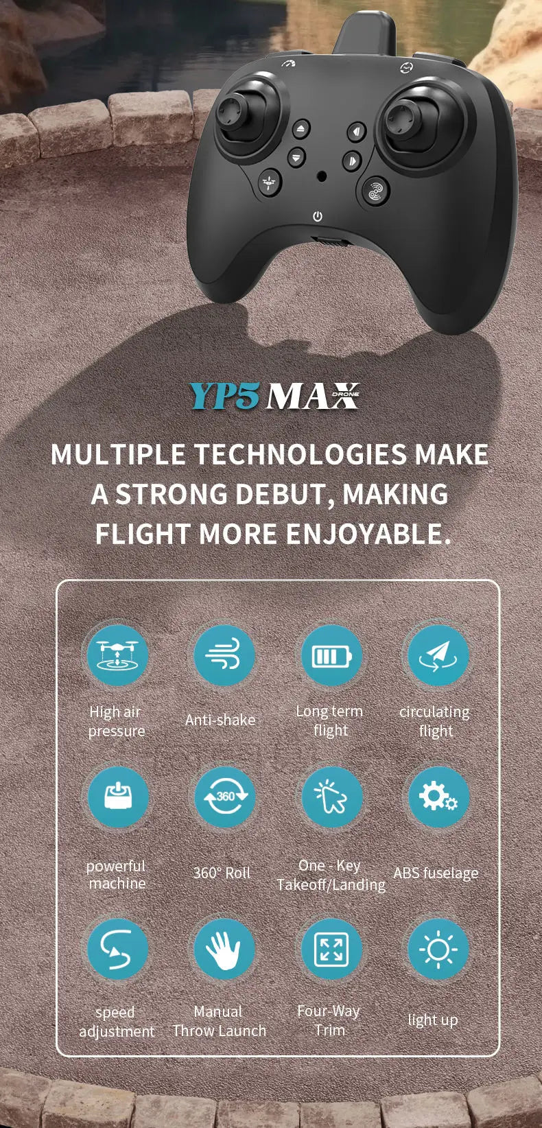 Yp5 Max Drone With Remote Control 360° Rolling Flight Drop Resistance Long Lifespan One-click Takeoff Beginner Yp5max Drone