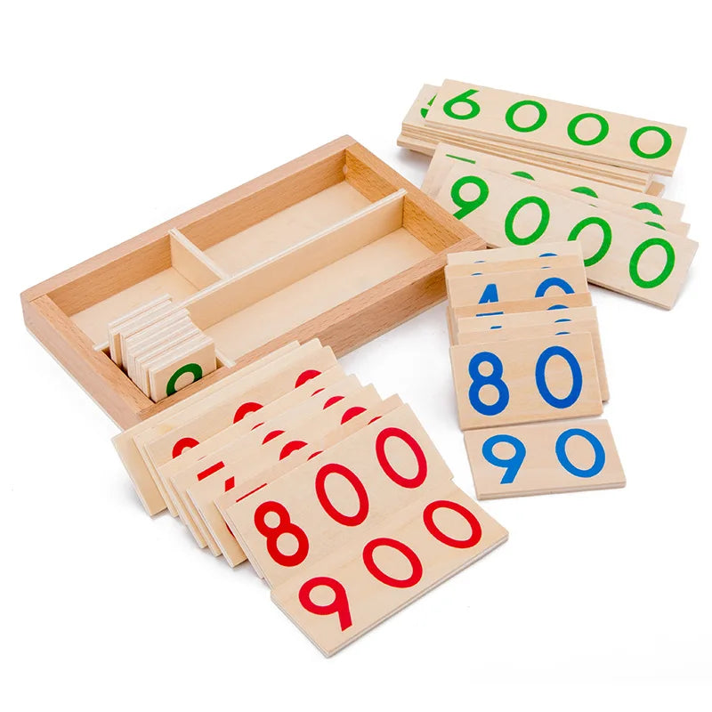 Wooden Numbers Card 1-9000 Montessori Learning Card Math Teaching Aids Preschool Children Early Education For Baby
