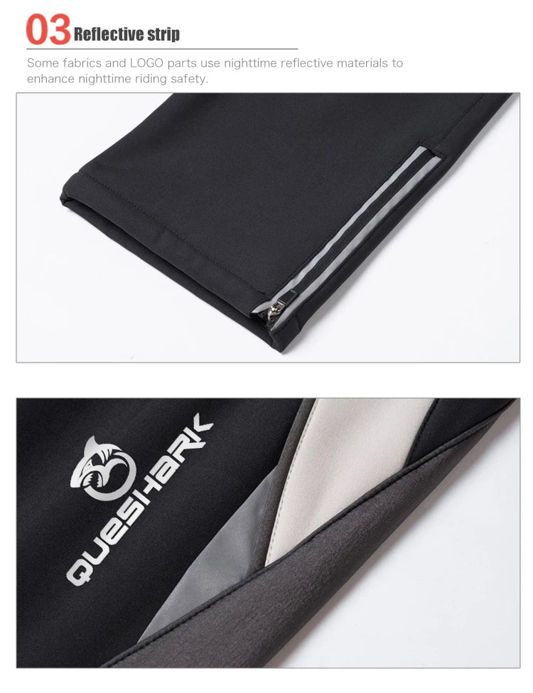 QUESHARK Men Women Thicked Warm Fleece Cycling Pants Windproof Waterproof  MTB Road Bike Bicycle Camping Trekking Trousers