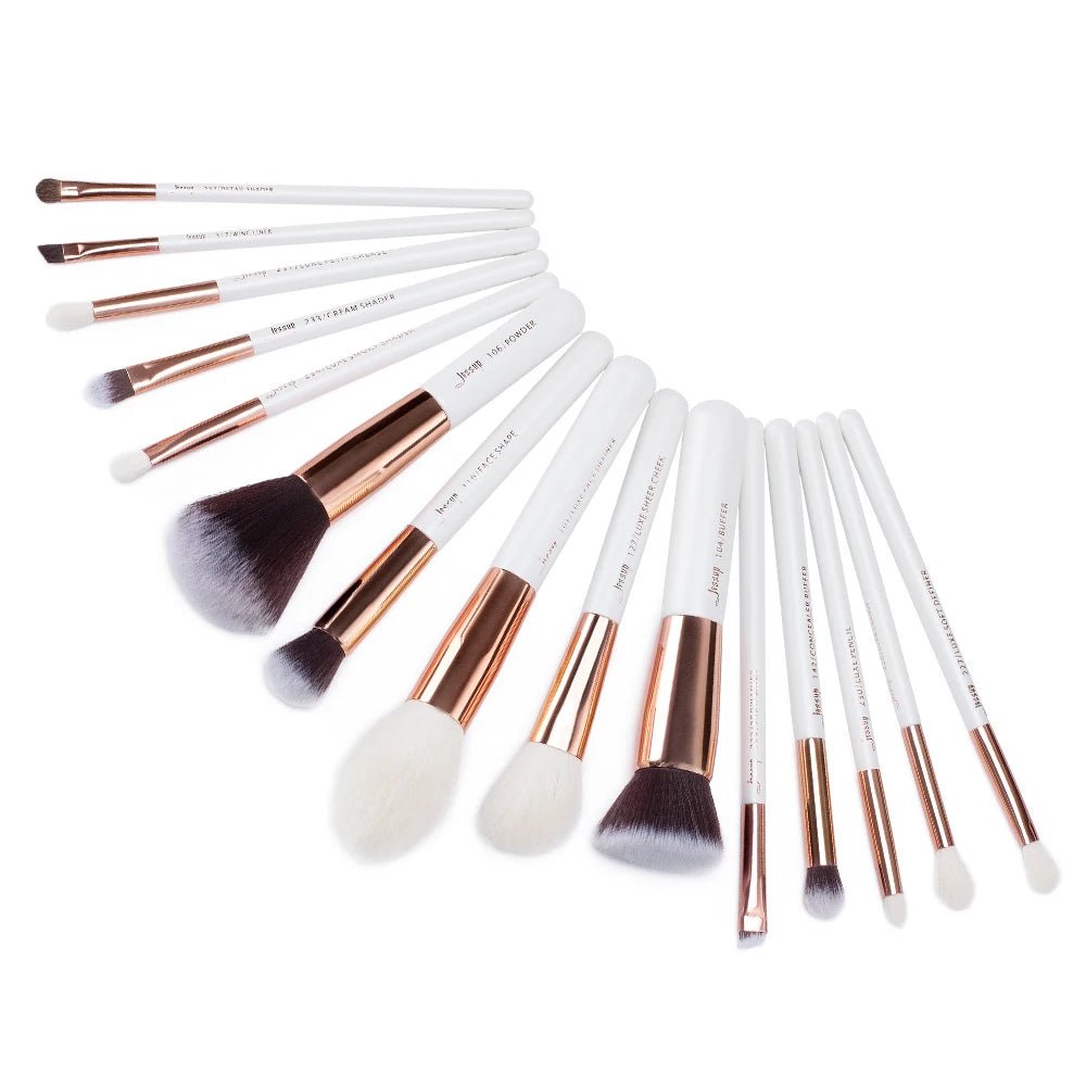 Jessup Makeup Brushes Set Dropshipping Pearl-White-Rose-Gold Pinceaux Maquillage Cosmetic Tools Eyeshadow Powder Definer 6-25pcs