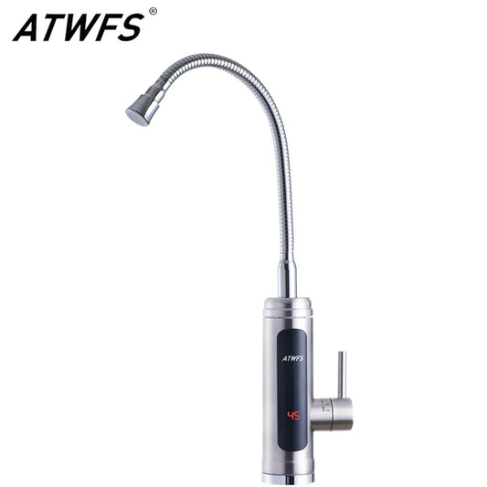 ATWFS Instant Water Heater Faucet Tankless Heaters Kitchen Hot Water Tap Bathroom Heating Electric 220v Stainless Steel Shell