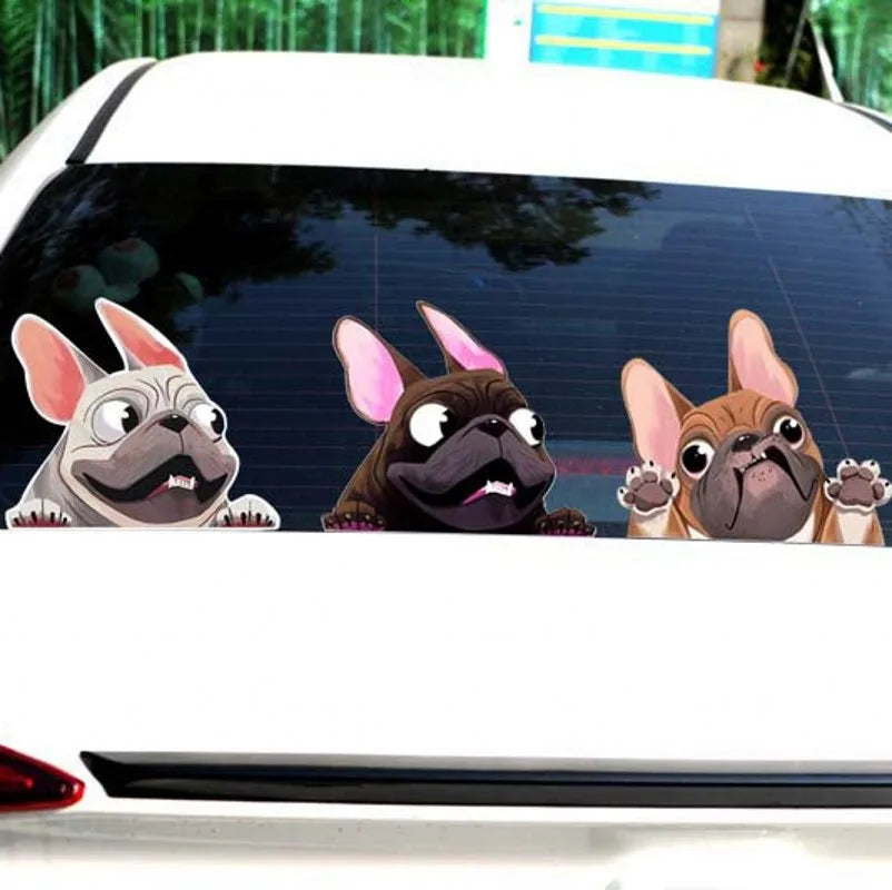 French Bulldog Car Sticker Pet Dog Vinyl Decal Animal Cartoon Auto Stickers Waterproof Bumper Accessories Decoration 12*14cm