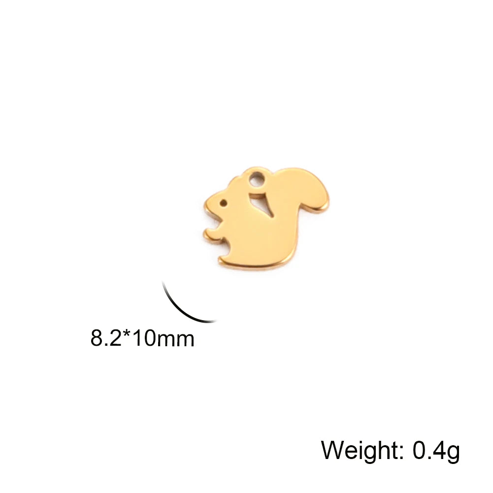 5pcs/lot Stainless Steel DIY Charms for Jewelry Making Ghost Squirrel Fish Bear Paw Animal Pendant for Necklace Bracelet Earring