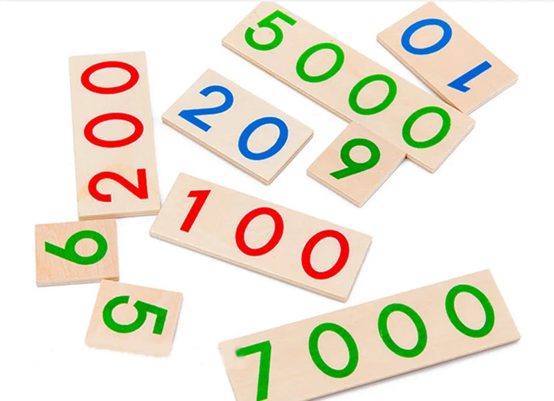 Wooden Numbers Card 1-9000 Montessori Learning Card Math Teaching Aids Preschool Children Early Education For Baby