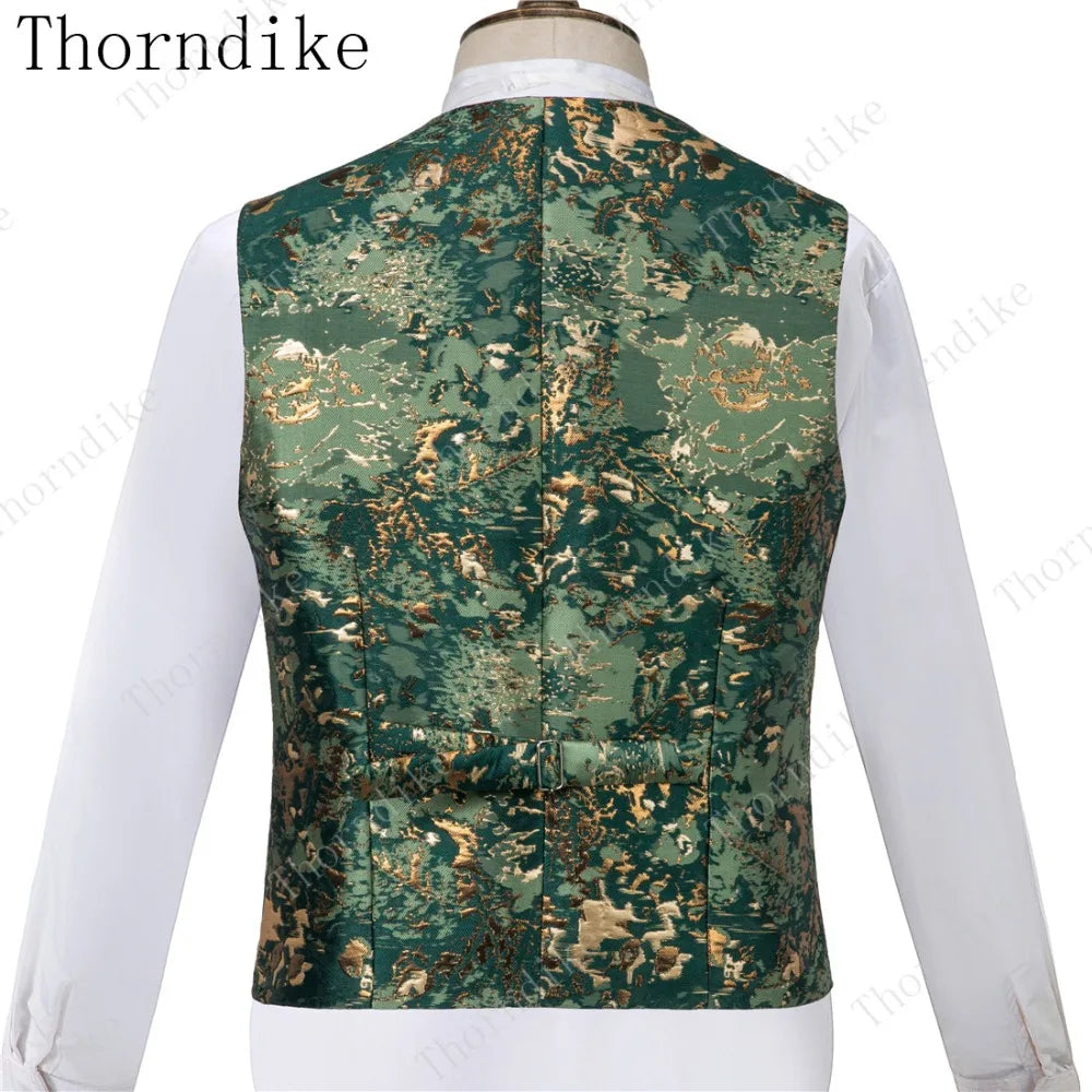 2023 Blazer+Pants+Vest Suits Male Casual Slim Blazer Coat Suit New Man Fashion Green Jacquard Eye-catching High Quality Party