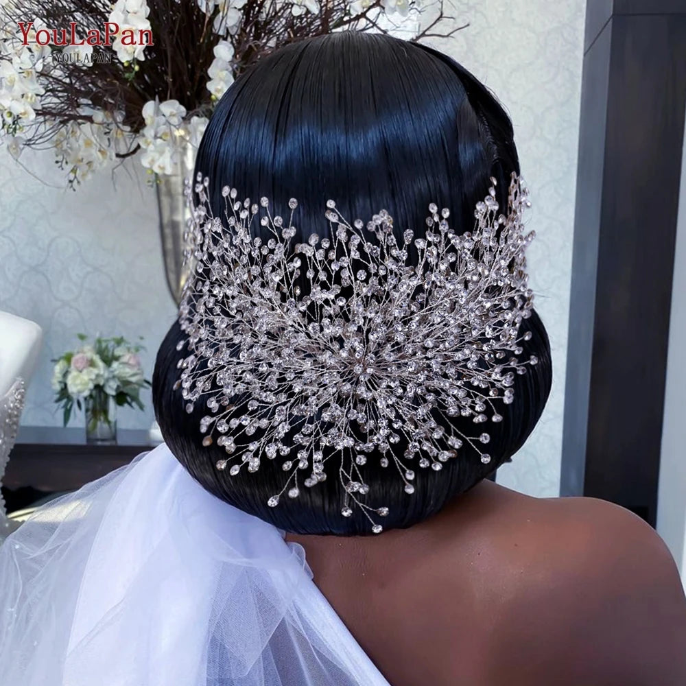 YouLaPan Bridal Hair Accessories Wedding Headband Rhinestone Headdress Bride Tiara Prom Wedding Hair Jewelry Queen Crown HP431