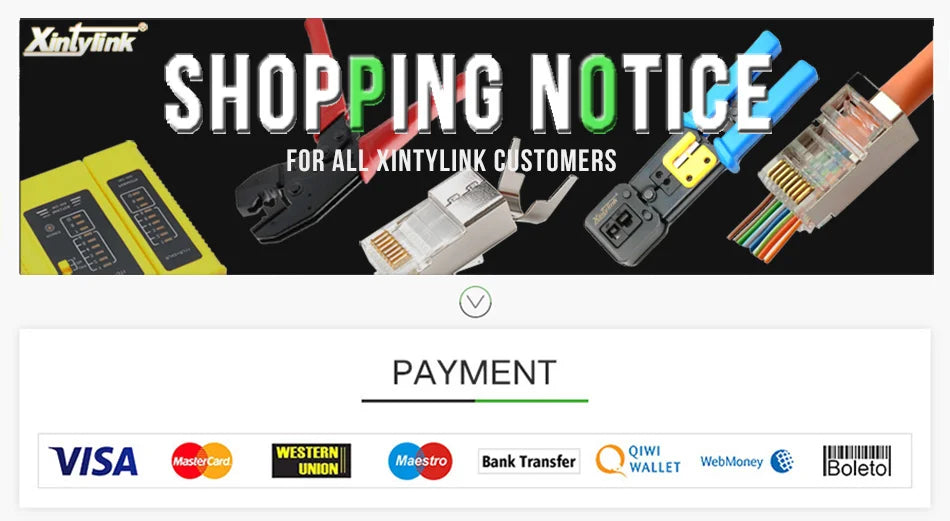 xintylink CAT7 rj45 connector 50U CAT6A ends ethernet cable plug network 10G SFTP FTP shielded lan jack pass through 1.5MM hole