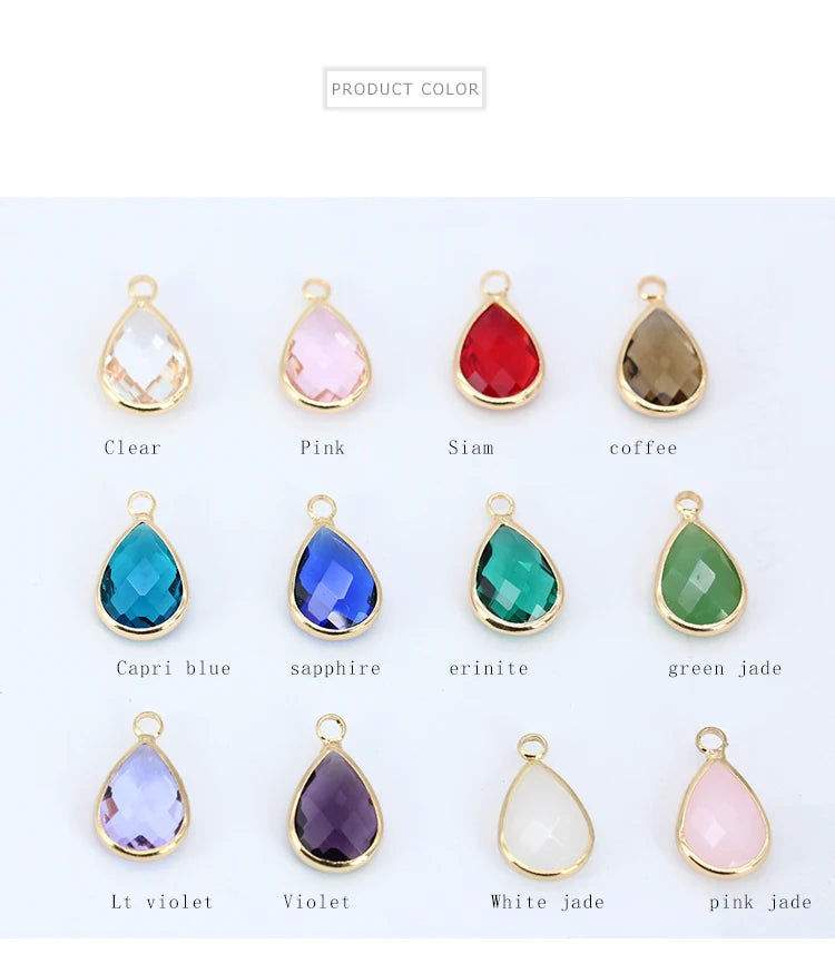 12p teardrop Metal Crystal beads glass Charm Pendant Earring Connector DIY Jewelry Making Necklace Bracelets Earring Accessories