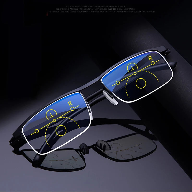 IENJOY Intelligent Multifocal Progressive Reading Glasses Half Frame Dual-use Anti-Blue Light  Automatic Adjustment Eyewear