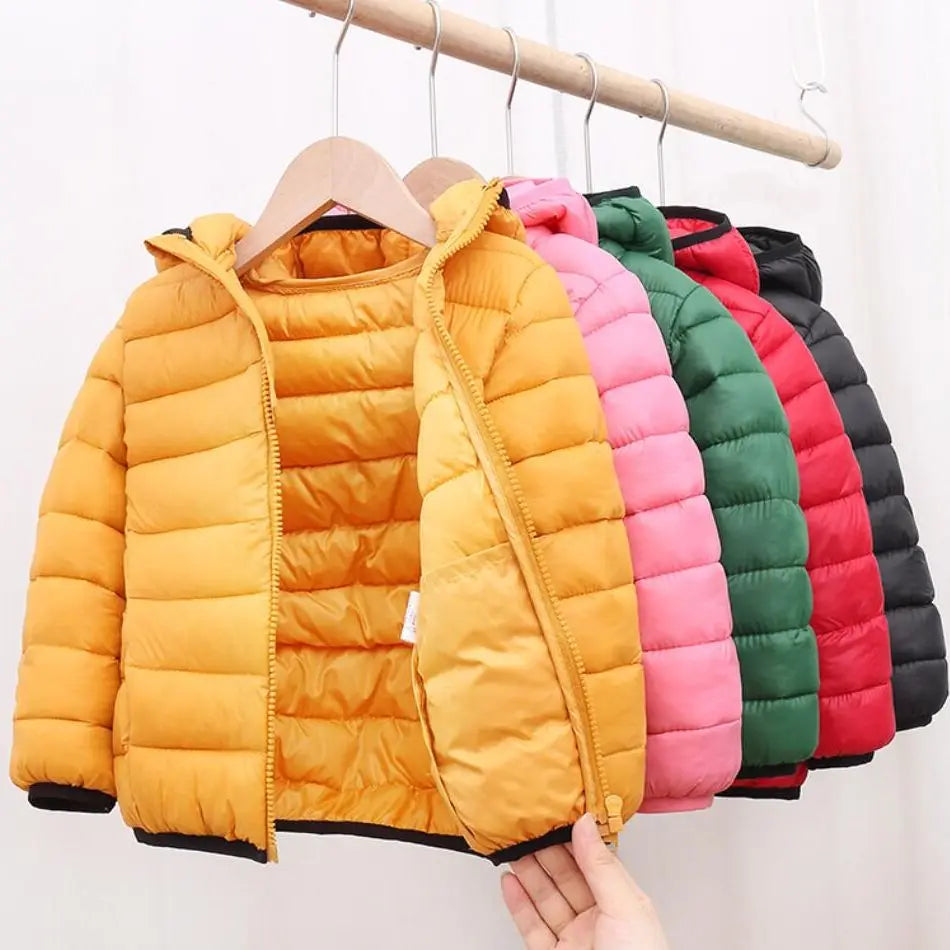 Girls Light Down Cotton Jacket Baby Boys Snowsuit Jackets Autumn Children Clothing 2-8 Years Fashion Kids Hooded Outerwear Coats