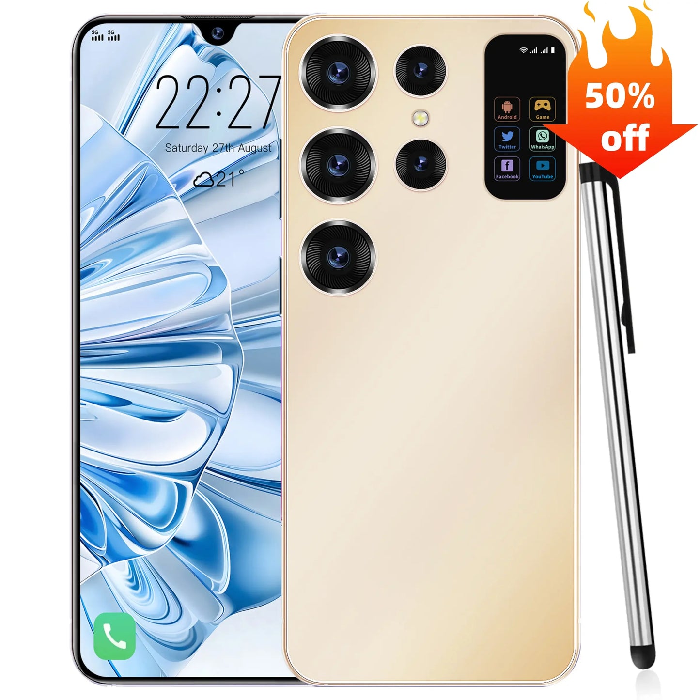 Value Deal Smartphones S24 Ultra Portable Phones MTK HD LTE French/Spanish/English Support 24-Hour Fast Shipping