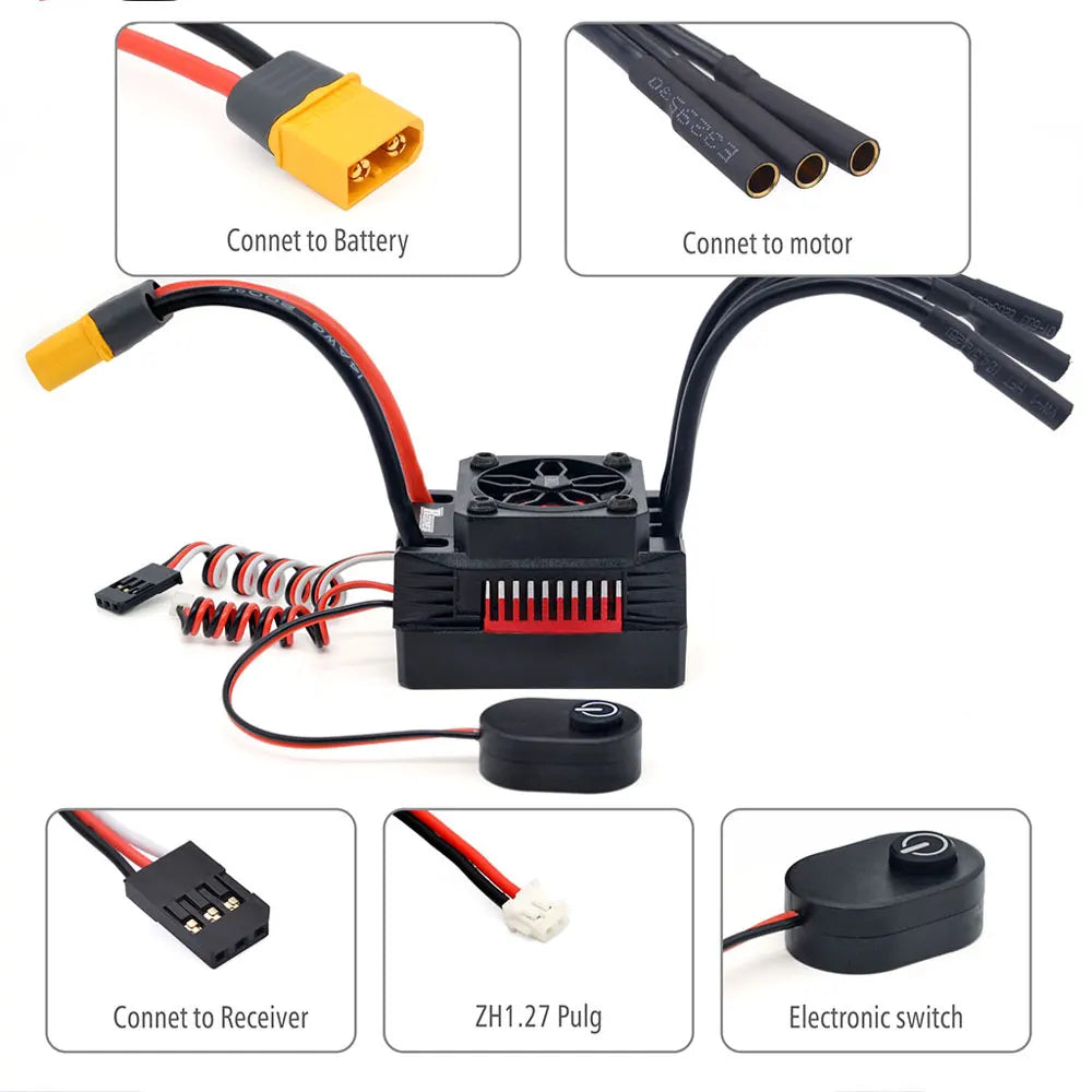 Rocket V2 Waterproof 3665 3800KV 3150KV 2750KV 2200KV Brushless Motor with 80A ESC for RC Car 1/10 Motor RC Rock Crawle