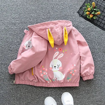 1 2 3 4 5 6 Years Baby Girls Jackets Butterfly Casual Hooded Zipper Boys Windbreaker Coat Autumn Children Outerwear Kids Clothes
