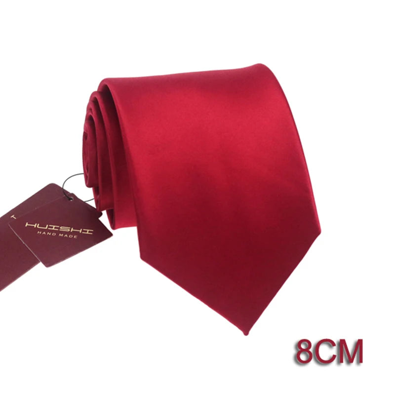 HUISHI 8CM Men's Solid Dark Blue Color Neck Tie 6cm Waterproof Jacquard Necktie Daily Wear Cravat Wedding Party For Men