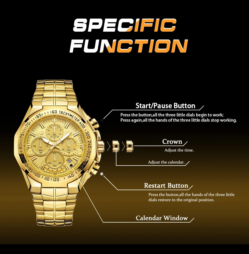 Relogio Masculino WWOOR Mens Watches 2024 Top Brand Luxury Wrist Watches For Men Gold Big Golden Male Chronograph Wristwatch Man