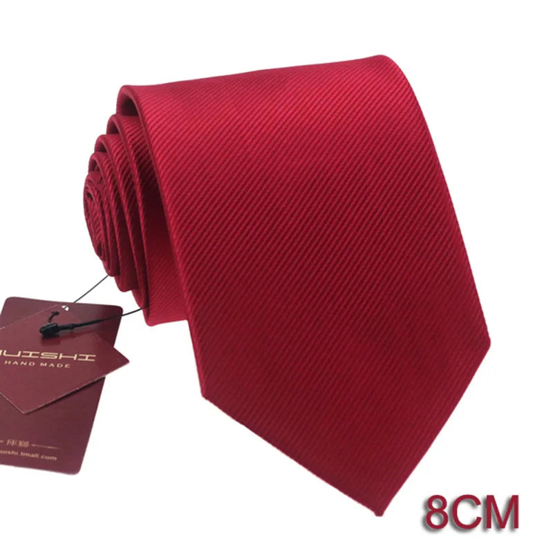 HUISHI 8CM Men's Solid Dark Blue Color Neck Tie 6cm Waterproof Jacquard Necktie Daily Wear Cravat Wedding Party For Men