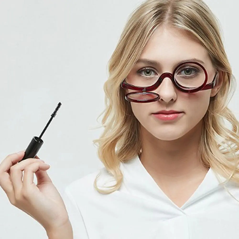 New Rotating Magnifying Makeup Reading Glasses For Women Folding Clamshell Cosmetic Presbyopic Glasses For Elder Unisex