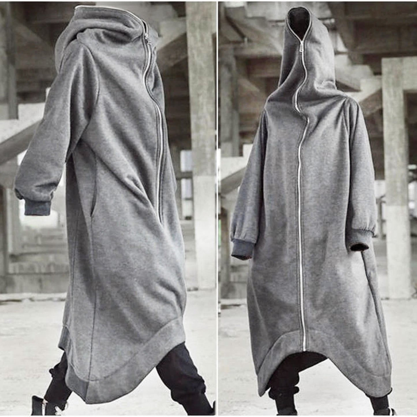 Hot Selling Unisex Long Sleeve Hooded Nazgul Long Coat Zipper Closure Fleece Lined Long Hoodie