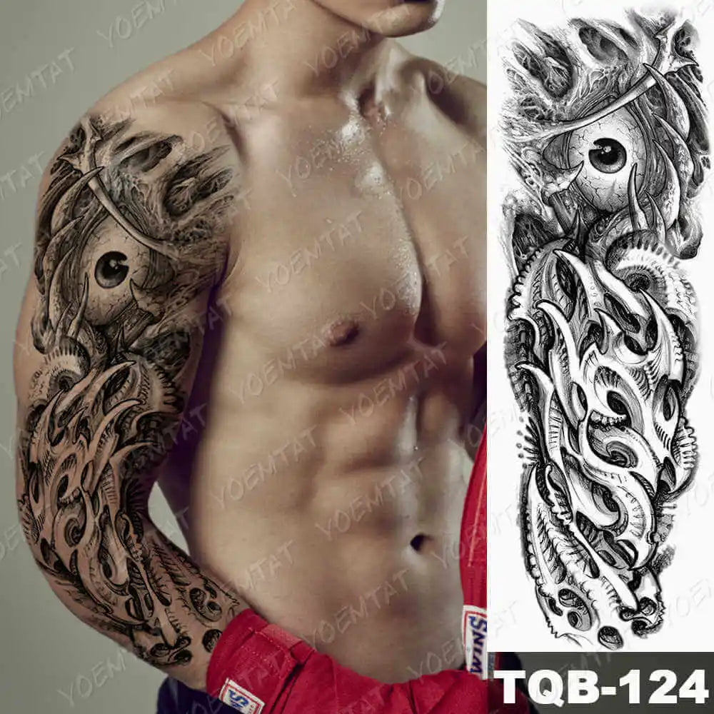 Large Arm Sleeve Tattoo Forest Angel Wolf Lion Waterproof Temporary Tatto Sticker Crown Skull Body Art Full Fake Tatoo Women Men