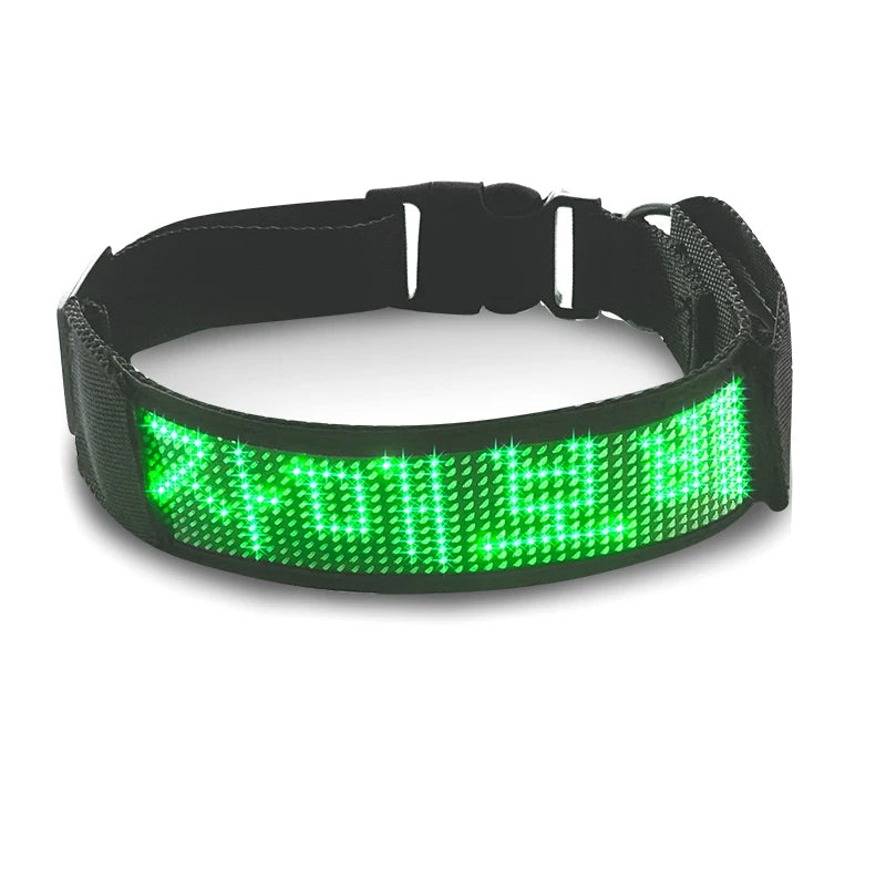Free Size Adjustable Luminous LED Pet Collar Waterproof LED Light up Safety Dog Collar Programmable LED Display Dog Collars