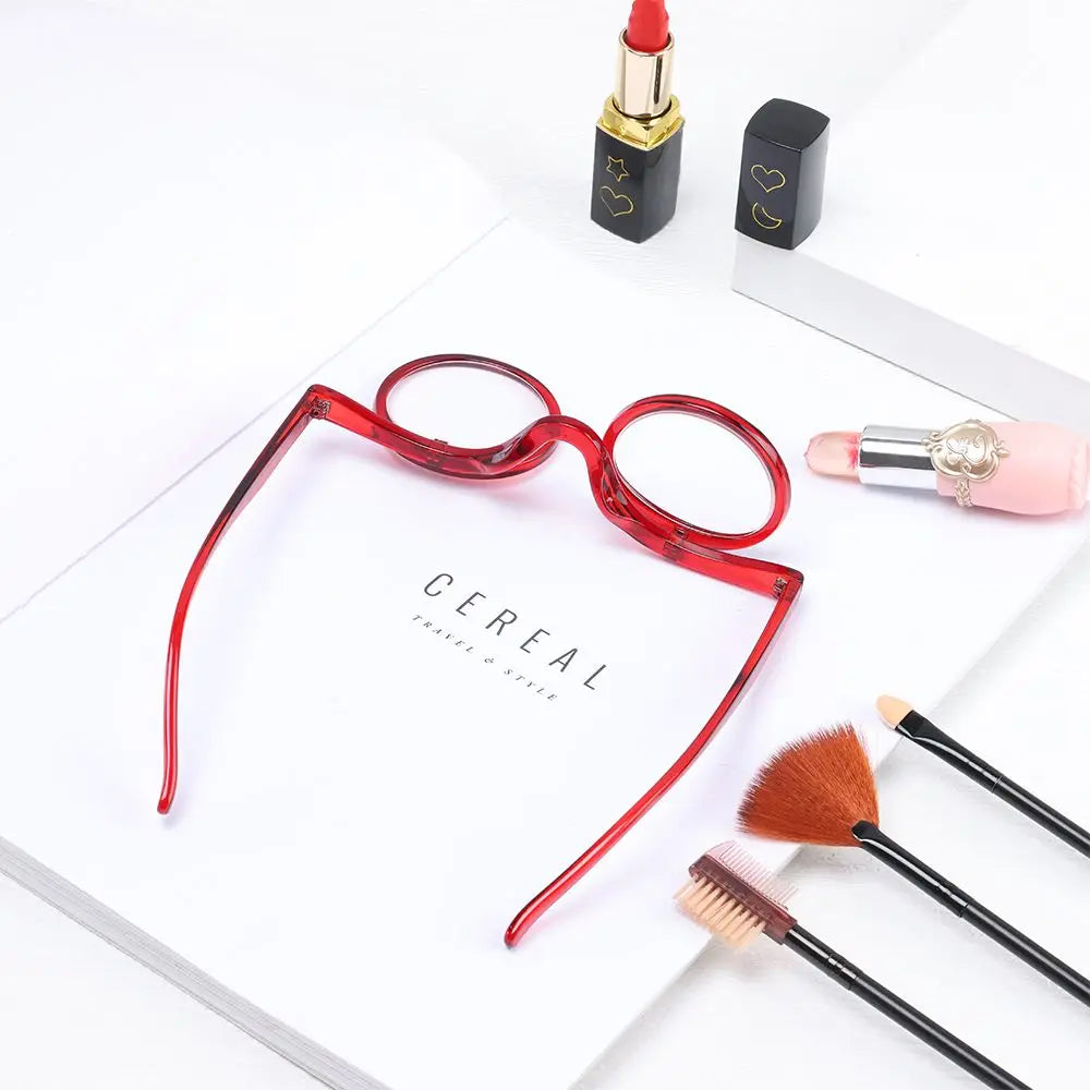 New Rotating Magnifying Makeup Reading Glasses For Women Folding Clamshell Cosmetic Presbyopic Glasses For Elder Unisex