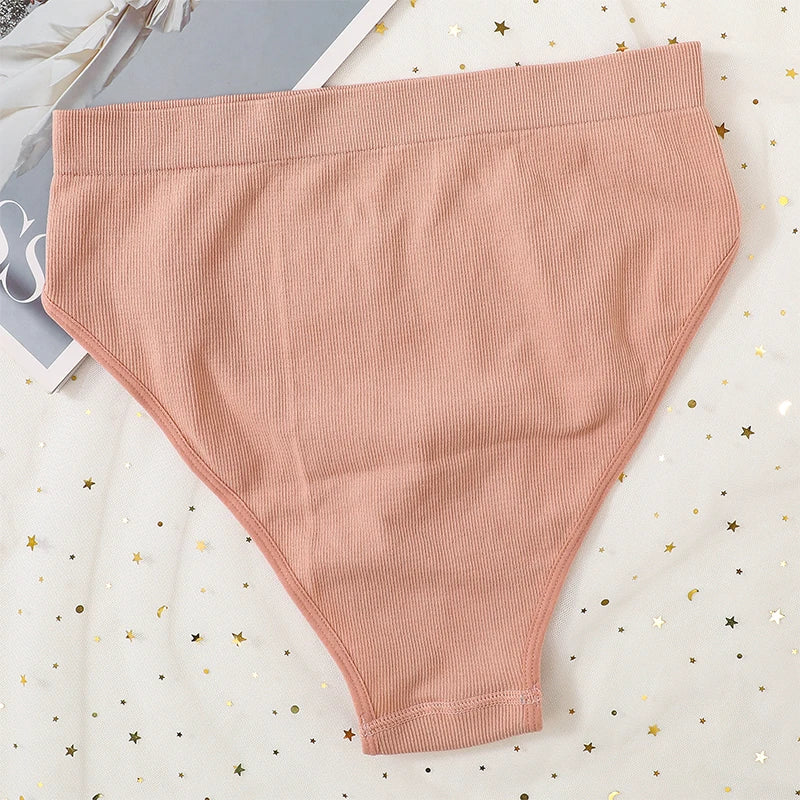 1Pc High Waist Panties For Women Sport Seamless Briefs High-Leg Cut Underpants Female  Sexy Lingerie Solid Color Underwear