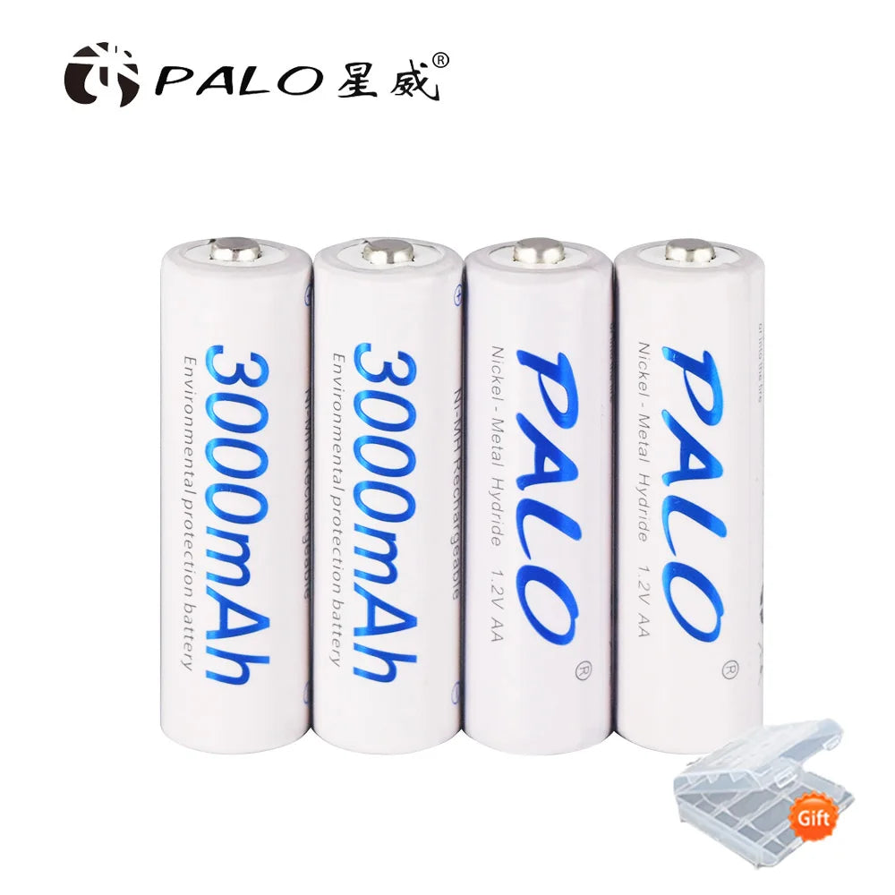PALO 1.2V AA Rechargeable Batteries 3000mAh aa Ni-MH 100% Original High Capacity Current AA Battery Rechargeble For Camera Toys