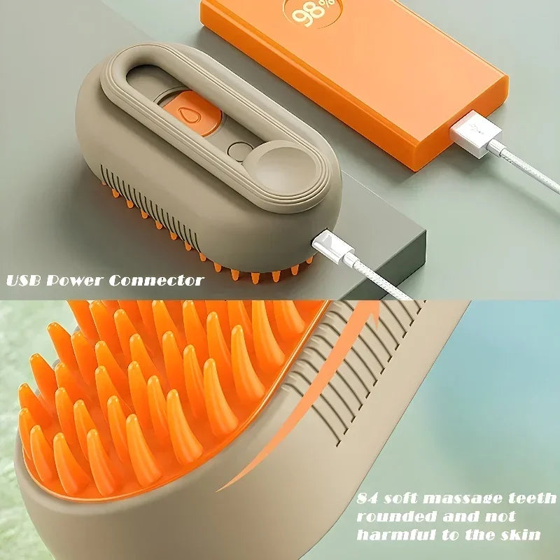 3 in 1 Pet Dog Steamy Spray Cleaning Brush Anti-splashing Hair Removal Massage Grooming Comb