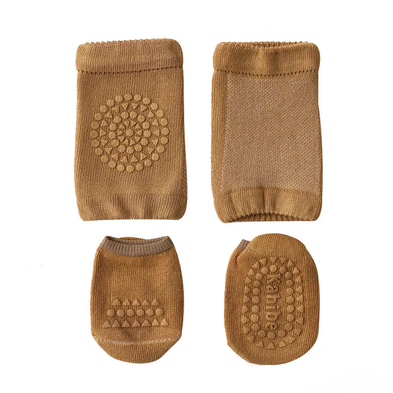 Baby Knee Pads Socks Set for Girls Boys Summer Solid Color Anti Slip Socks Kid Crawling Safety Floor Sock Leg Knee Protector