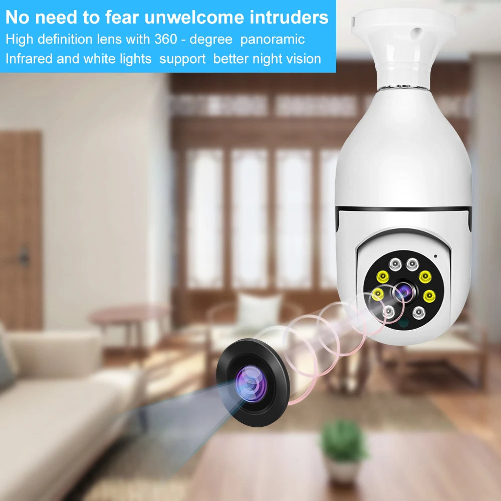 1080P Indoor E27 Holder Surveillance Ip Network Bombillo Foco Night Vision 360 Cctv Camara Wifi Ptz Camera Light Bulb
