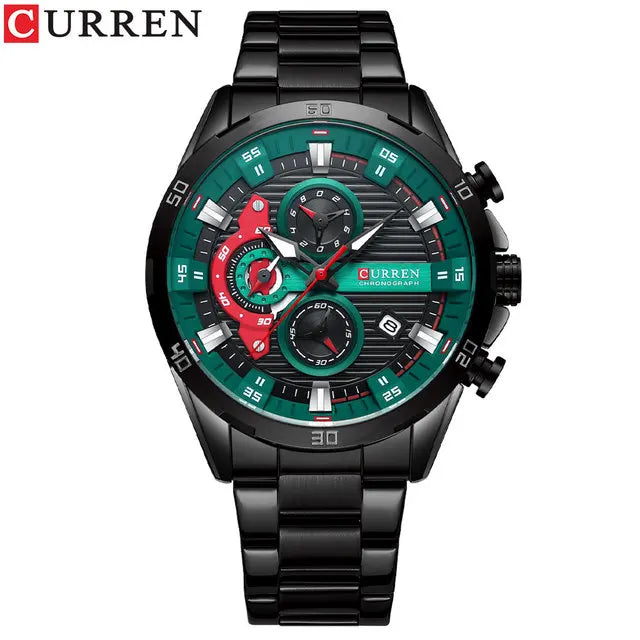 CURREN 8402 Stainless Steel Business Waterproof Chronograph Wristwatch Sport Clock Quartz Watch for Men Relogio Masculino Reloj