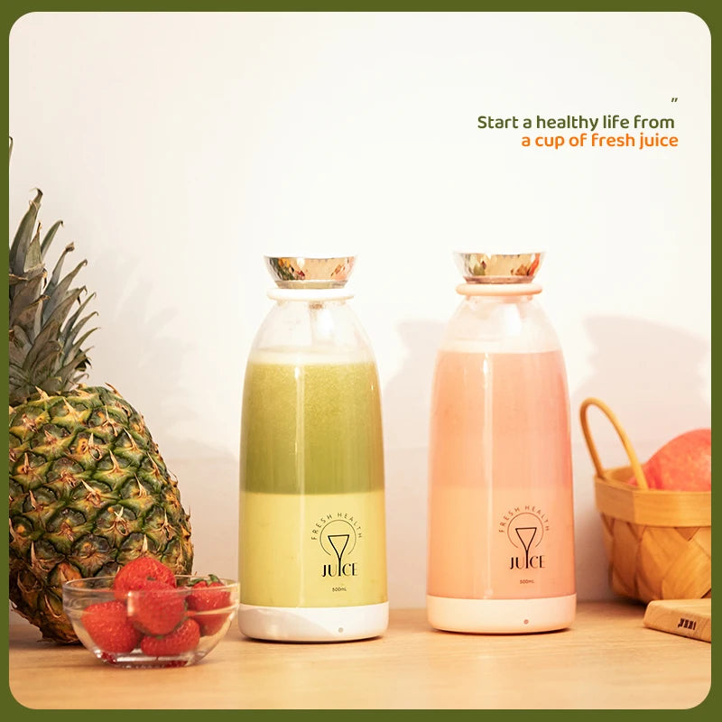 Portable Ice Crushing Function Juicer Cup 500mL Large Capacity Juicer Cup Rechargeable Small Vegetable Fruit Blender Juicers