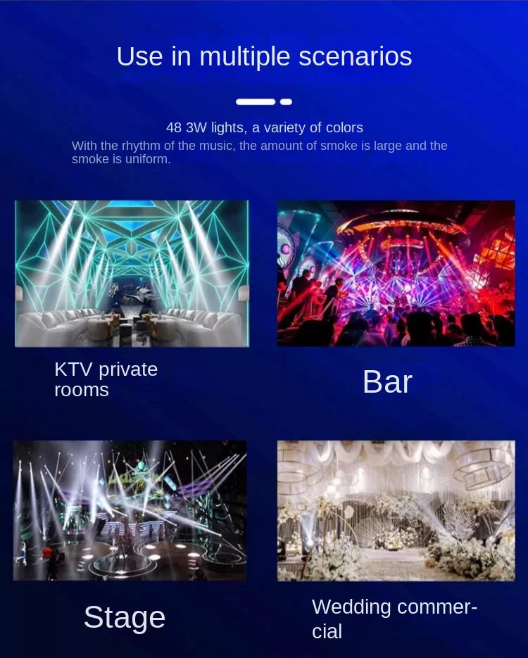 Special Performance Large Wedding Props Bar Bubble Blowing Machine Four-Hole LED Smoke DMX512 Control Mode Moving Head Lights