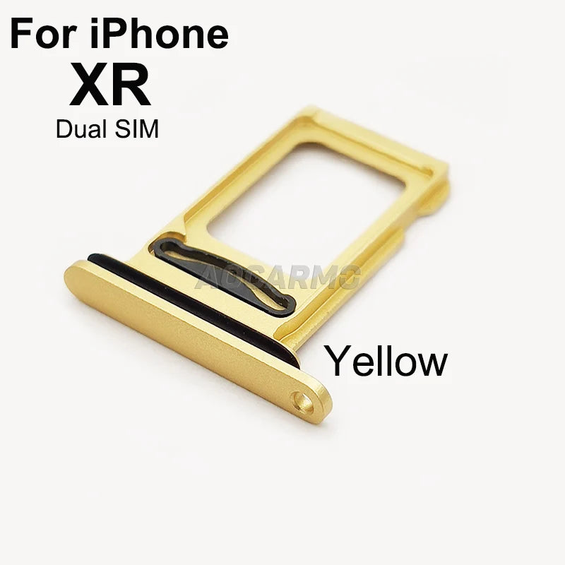 Aocarmo Single Double Sim Card Micro Holder Dual Sim Card Tray Slot For iPhone XR Replacement Part
