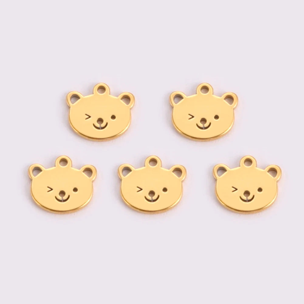 5pcs/lot Stainless Steel DIY Charms for Jewelry Making Ghost Squirrel Fish Bear Paw Animal Pendant for Necklace Bracelet Earring