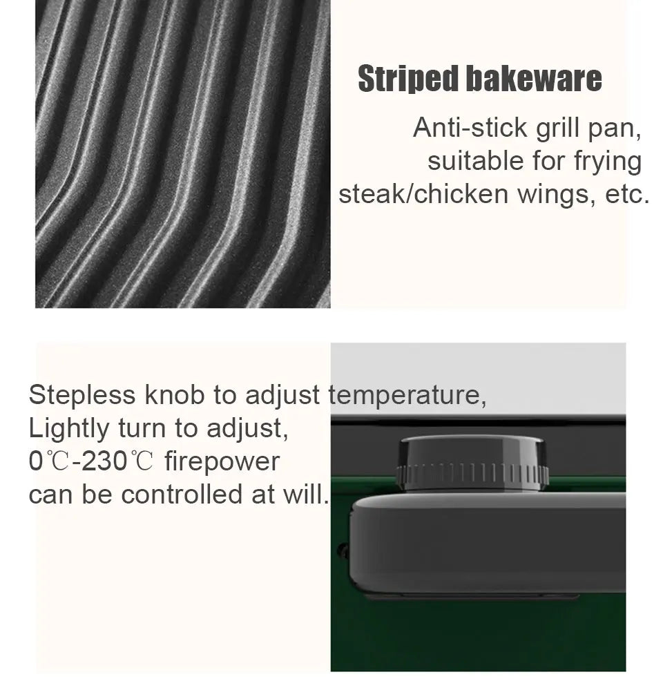 New stainless steel frying and grilling dual-purpose smokeless barbecue grill non-stick electric bakeware household high power