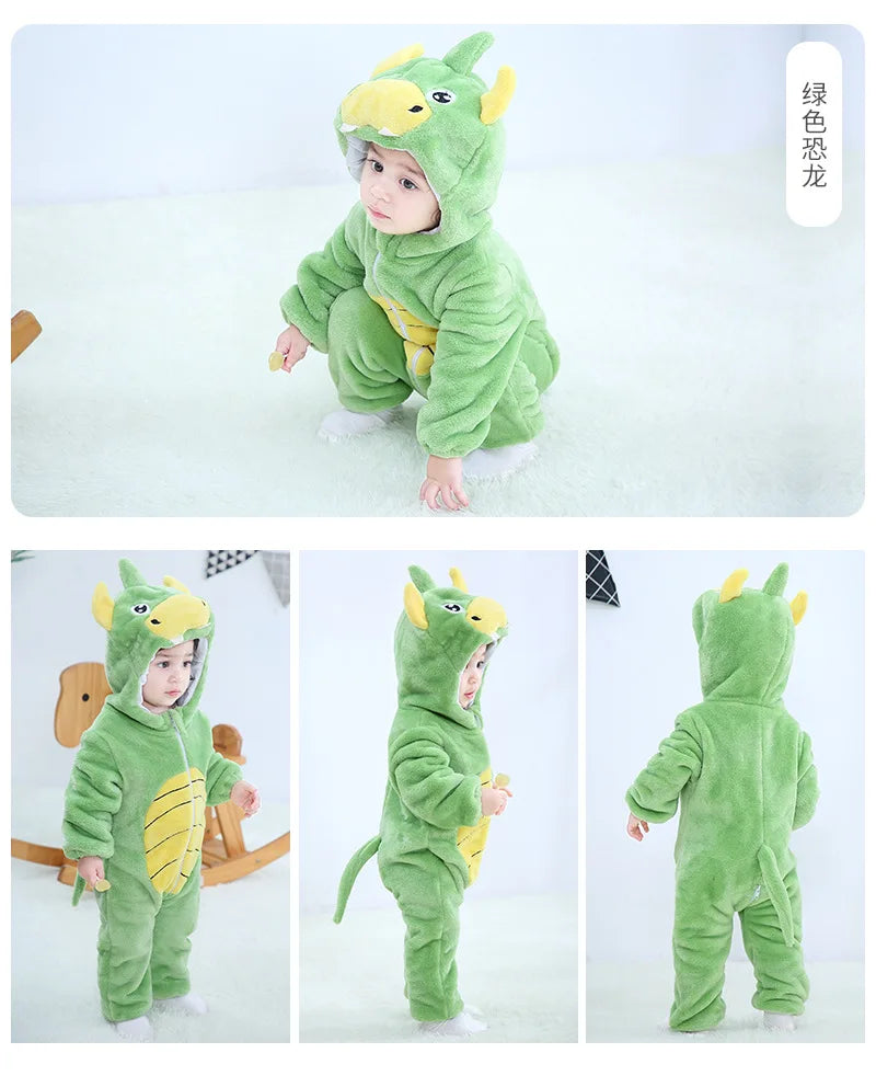 Baby Kigurumi Penguin Lion Cat Animal Cosplay Costume Winter Plush Jumpsuit for Toddler Boys 1 to 2 3 4 Years Baby Girl Outfits