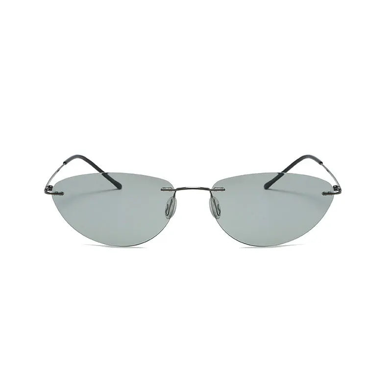 Fashion Rimless Square Sunglasses Mens Rectangle Photochromic Polarized Driving Sunglasses Oval Sun glasses UV400