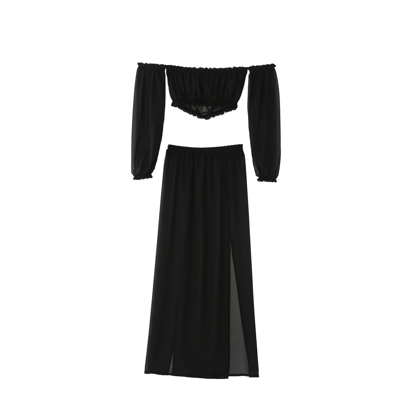NEW Women Beach 2pcs Bikini Cover-Ups Swimsuit Off Shoulder Top+High Waist Dresss Sexy Ladies Swimming Cover Up Bathing Suit