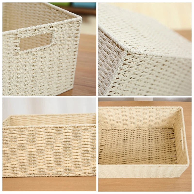 Home Woven Storage Basket Large Capacity Laundry Baskets Sundries Wardrobe Closet Organizer Clothes Toys Decor Panier Rangement
