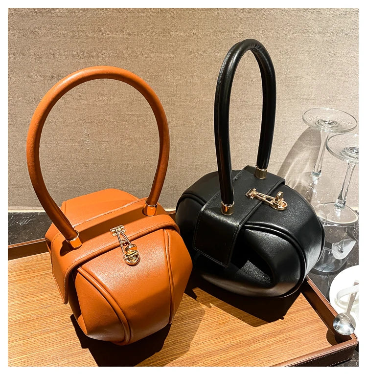 Bowling Spherical Women's Handbag Luxury Brand Designer Hobos Bag Fashion Mini Round Shoulder Bags PU Leather Female Purse