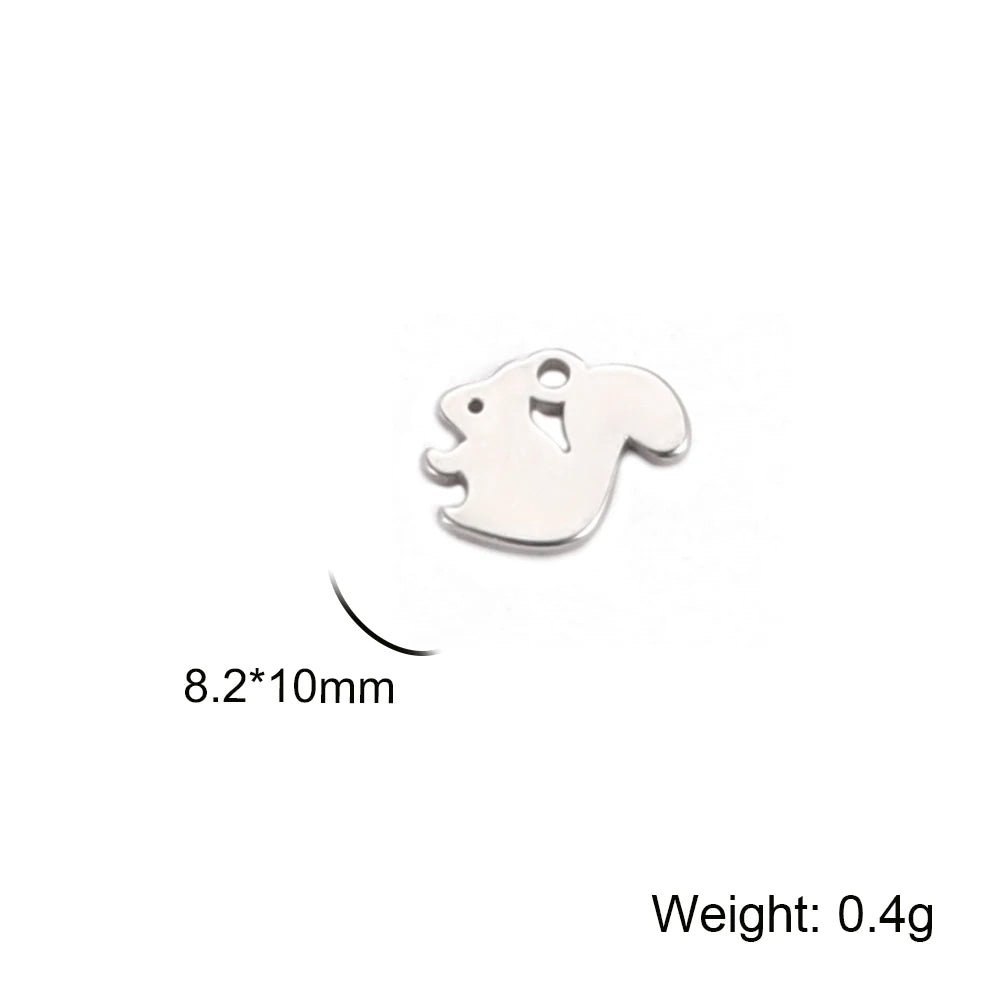 5pcs/lot Stainless Steel DIY Charms for Jewelry Making Ghost Squirrel Fish Bear Paw Animal Pendant for Necklace Bracelet Earring