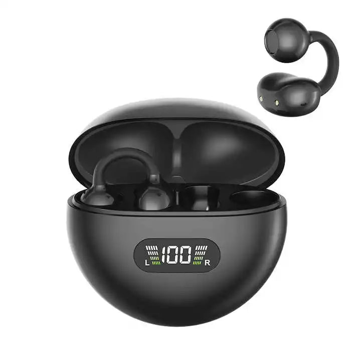 Q71 Ear Clip Design BT Earphones Intelligent Touch Real-Time Power Display screen Headphones High Quality Wireless Earbuds