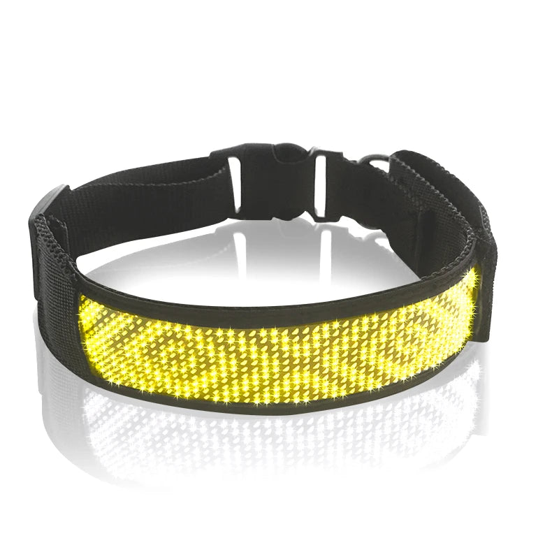 Free Size Adjustable Luminous LED Pet Collar Waterproof LED Light up Safety Dog Collar Programmable LED Display Dog Collars