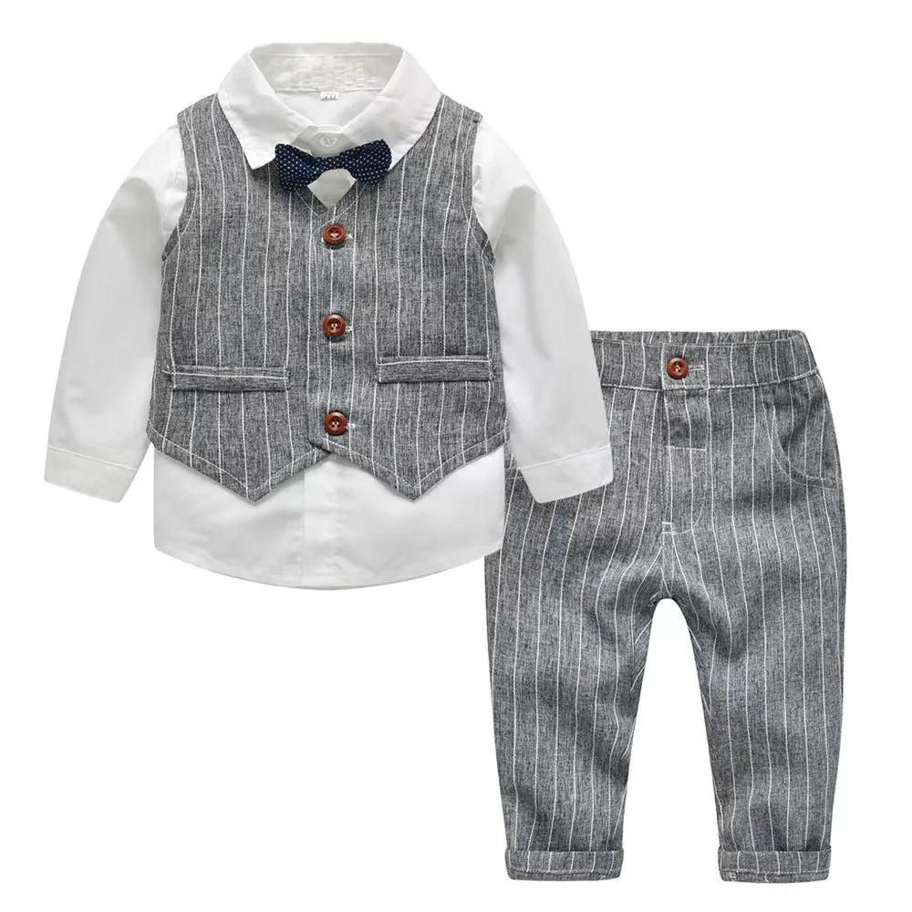 New Arrival Baby Boys Clothing Set Spring 3piece Children's Suit with Shirt + Vest+pants Infants Baby Clothes