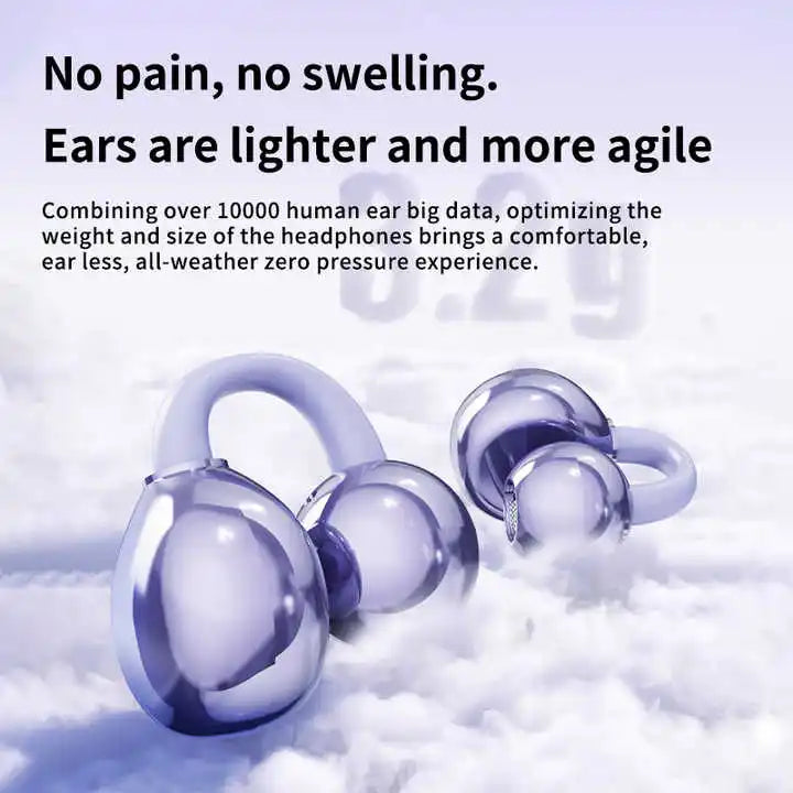 Q71 Ear Clip Design BT Earphones Intelligent Touch Real-Time Power Display screen Headphones High Quality Wireless Earbuds