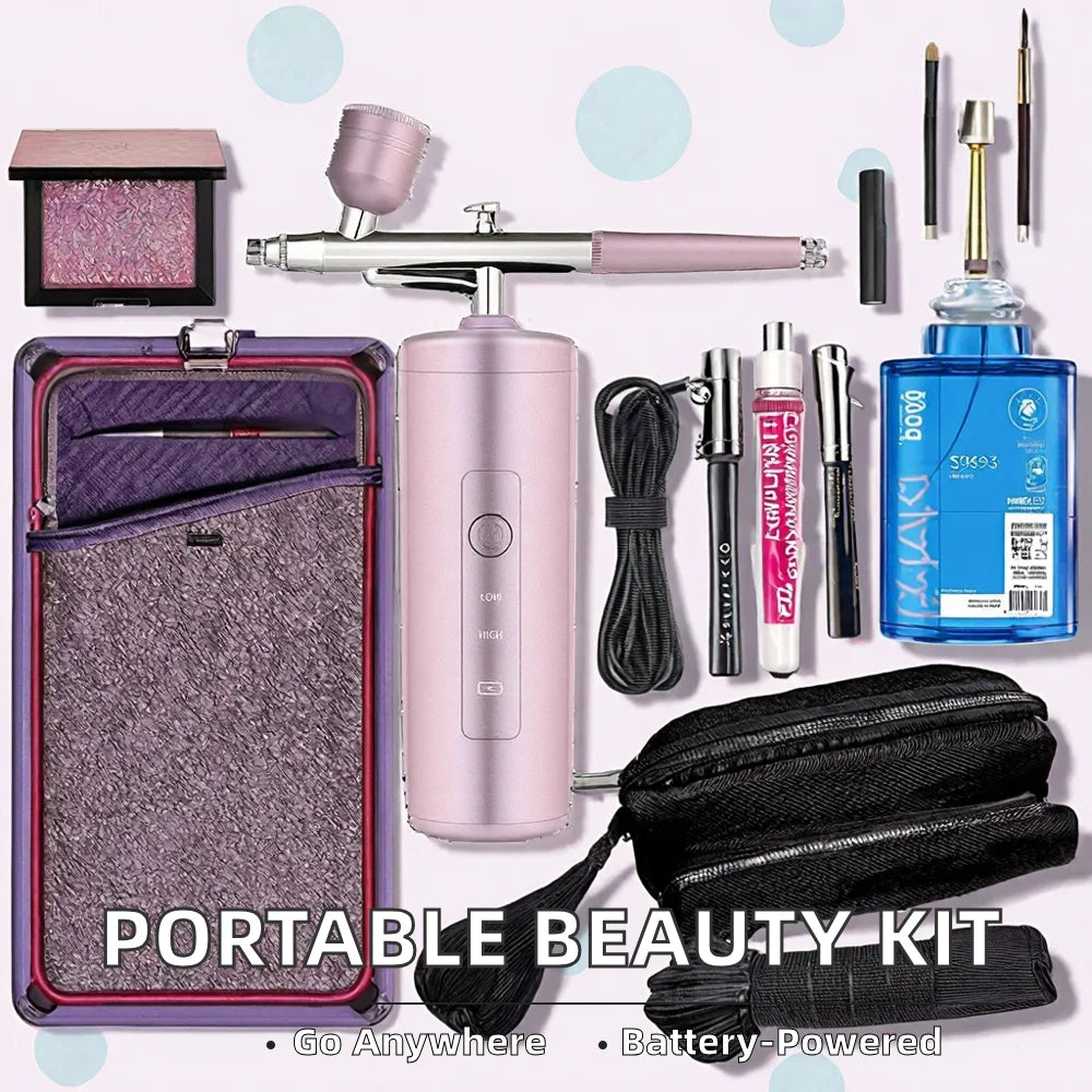 Portable Beauty Airbrush Air Compressor Kit Battery Powered Ozone Operating System Nano Technology Outdoor Car Hotel Makeup