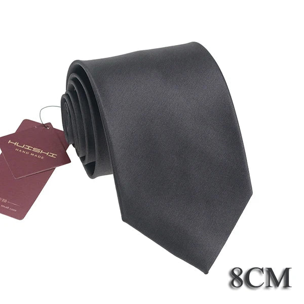 HUISHI 8CM Men's Solid Dark Blue Color Neck Tie 6cm Waterproof Jacquard Necktie Daily Wear Cravat Wedding Party For Men